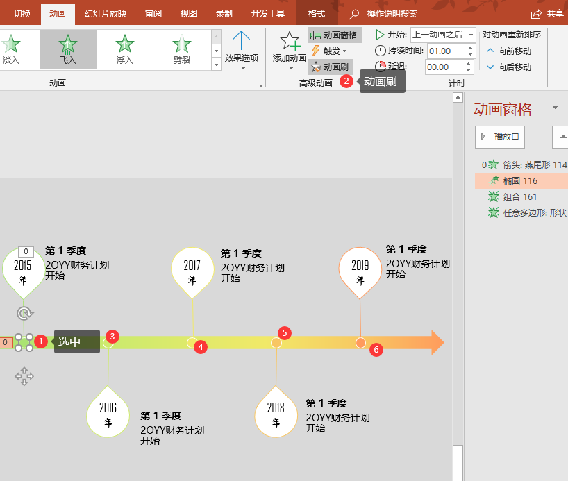 ppt如何插入时间轴,时间轴制作实例步骤详解-趣帮office教程网