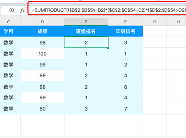 学生成绩怎么按班级和学科排名?这个公式太香了!
